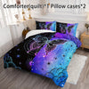 3pcs Fashion Comforter Set (1 * Comforter + 2 * Pillowcase, No Core), Starry Sky Butterfly Print Aesthetic Bedding Set, Soft And Comfortable Skin-friendly For Bedroom, Guest Room