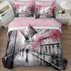 France Paris Comforter Set 8 Pcs Eiffel Tower Bedding Set Extra Soft Cozy Bed In A Bag Pink Cherry Blossom Floral Decorative Bedding Comforter Modern City French Bed Set For All Sezon
