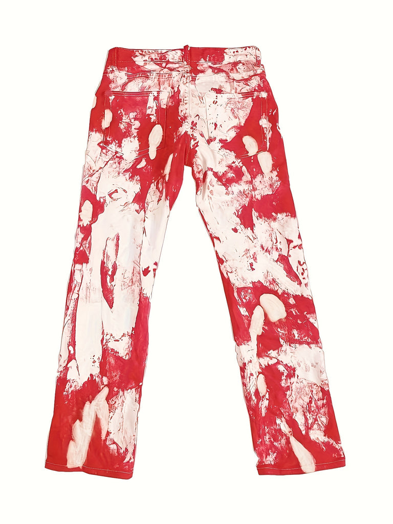 Random Tie Dye Print Stylish Straight Leg Slant Pocket Jeans, Women's Denim Jeans & Clothing