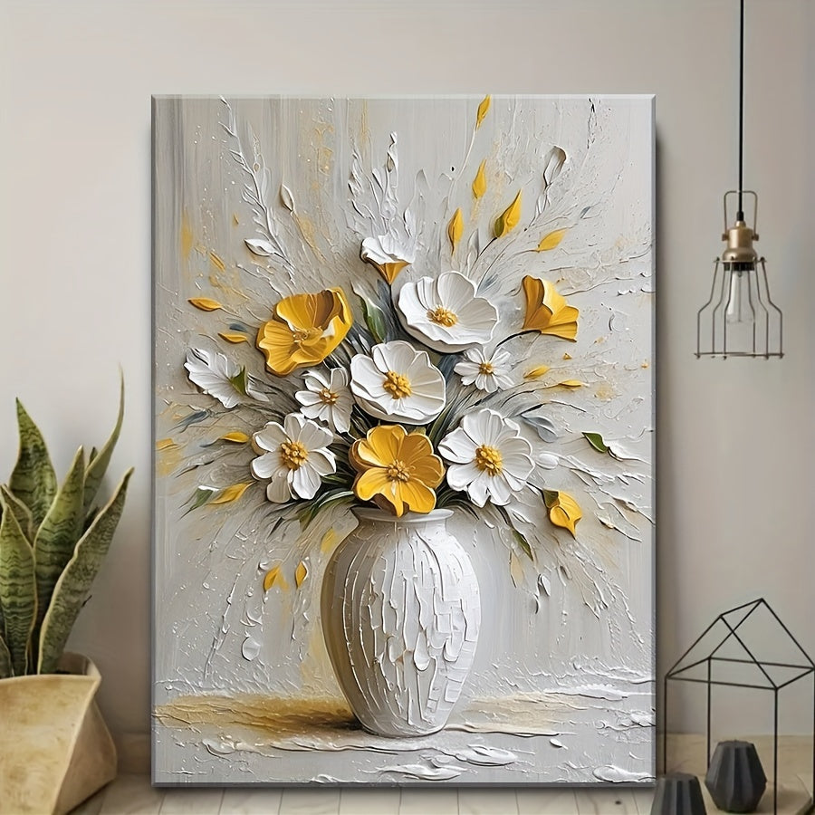 Elegant Flower HD Printing Painting Floral Art Canvas Painting Creamy Wall Painting Suitable for Office, Corridor, Living Room, Bedroom, Bathroom, Room, Coffee Shop, Book Bar Wall Art Decoration Fashion Home Decoration Painting Perfect Gift