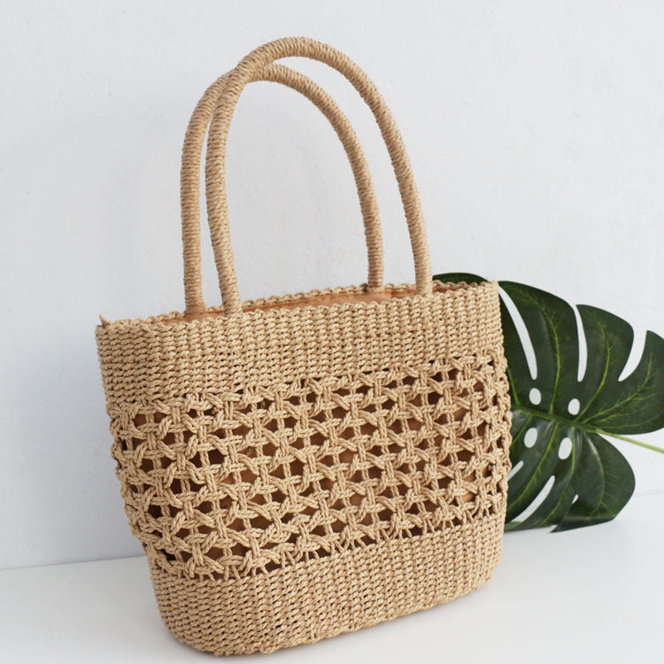 Women's Straw Woven Hollow Hand-held Woven Bag