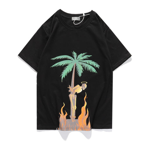Flame print casual T-shirt