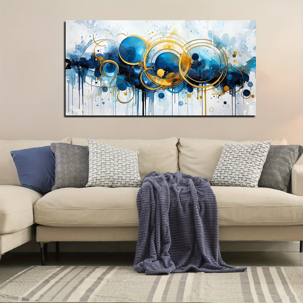 1pcs, Abstract Painting Wall Art - Bedroom Wall Decor - Blue Pictures For Living Room Ready To Hang Framed Painting Wall