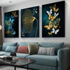 3pcs Golden Canvas Butterfly Leaves Wall Art for Living Room Decor - Elegant and Stylish, 15.7x23.6in/40cmx60cm