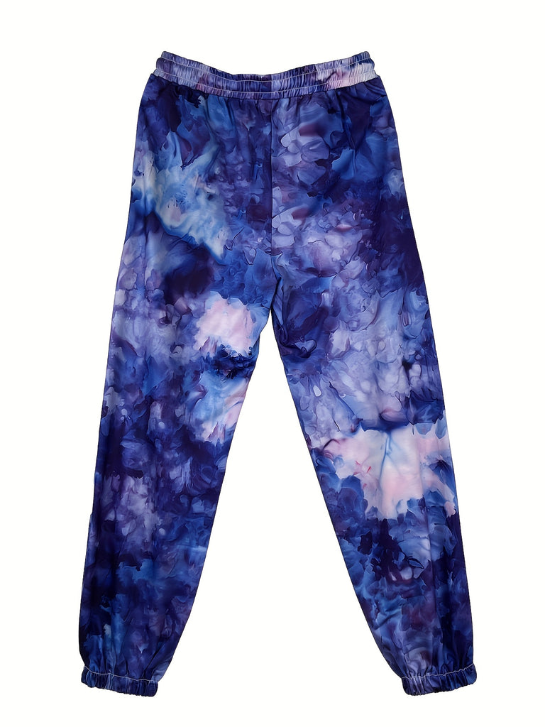 Tie Dye Jogger Sweatpants, Casual Drawstring Waist Pants For Fall & Winter, Women's Clothing