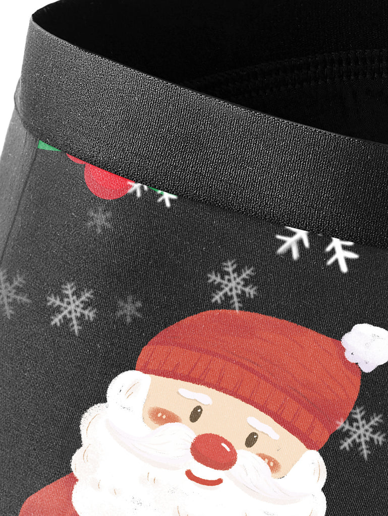 1pc Festive Christmas Cartoon Santa Print Men'S Boxer Briefs, Stretch Knit Polyester with Spandex Lining, Comfortable Breathable Holiday Underwear, No Waistband - Multiple Sizes Available