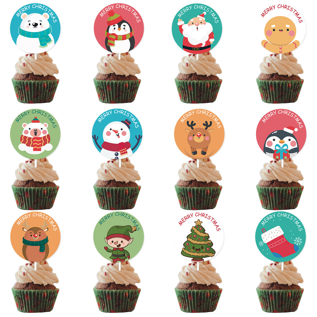 12 PCs A Set Christmas Party Decoration Cake Paper Cups Inserts