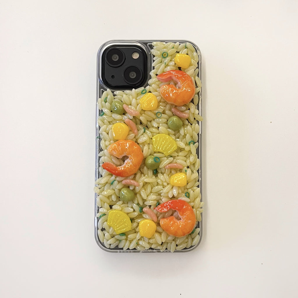 Funny Epoxy Three-dimensional Shrimp Fried Rice Drop-resistant Phone Case