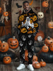 Men's Halloween Pumpkin Pattern Fashion Novelty Pajamas Loungewear Set, Hoodie And Sweatpants Set, Long Sleeve Sweatshirts Jogger Pant 2 Piece Outfits For Men