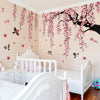 Pink Cherry Blossom Tree Wall Sticker with Birds - Homeowners, Interior Decorators, Young Adults - Vinyl - Suitable for Bedroom, Living Room, Bathroom