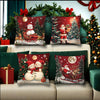 Contemporary Style Christmas Throw Cushion Covers Set of 4, Hand-Washable, Zippered, Woven Polyester Decorative Case for Sofa and Living Room, Festive Holiday Prints - 17.72x17.72 inches (No Insert)