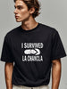 I Survived La Chancla Print, Men's Crew Neck Short Sleeve Summer Cotton T-shirt, Casual Comfy Top For Daily Wear