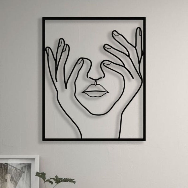 Abstract Female Line Art Metal Decorative Painting Home