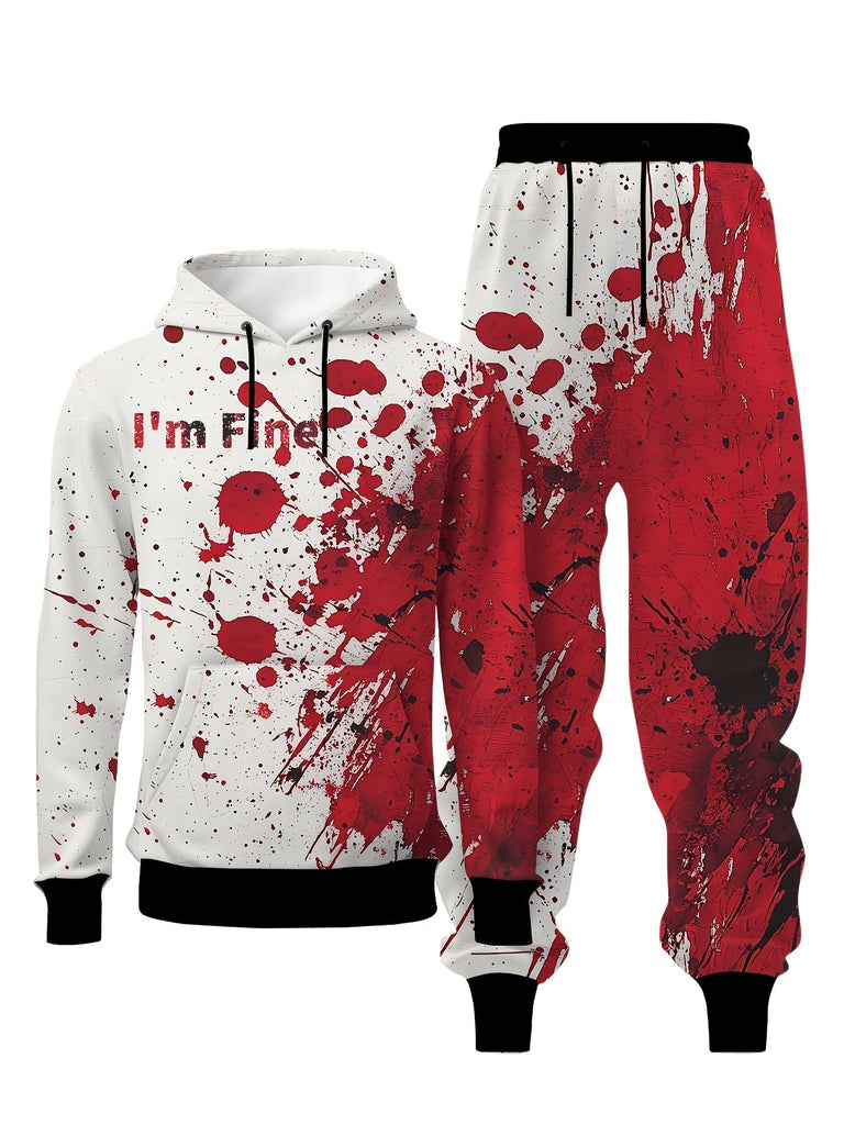 Halloween Men's Hoodie & Sweatpants Set - Casual, Fashion Novelty Pajamas Loungewear Set, Hoodie And Sweatpants Set, Long Sleeve Sweatshirts Jogger Pant 2 Piece Outfits For Men