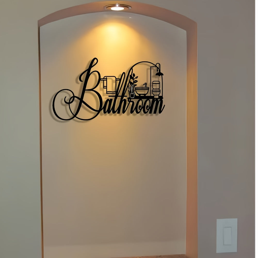 Elegant Minimalist Bathroom Sign - Homeowners, Office Workers, Antique Enthusiasts, Gift Givers - Material, Iron - Suitable for Home, Office, Coffee Shop