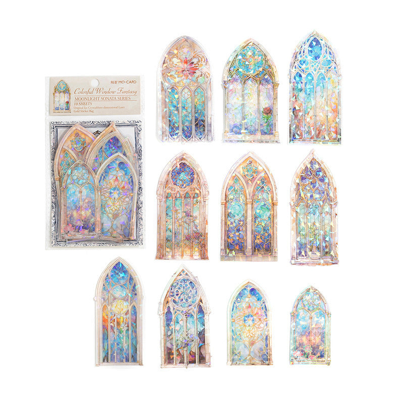 Mocard PET Laser Gold Sticker Package Stickers For Journals 6 Models