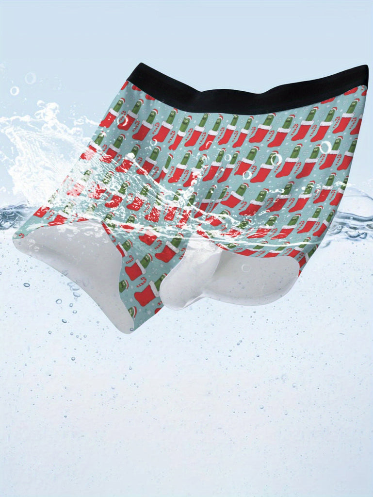 Get into the Holiday Spirit | Christmas Pickle Rick Pattern Men's Boxer Briefs - Fun and Festive Underwear for Fans of the Show!