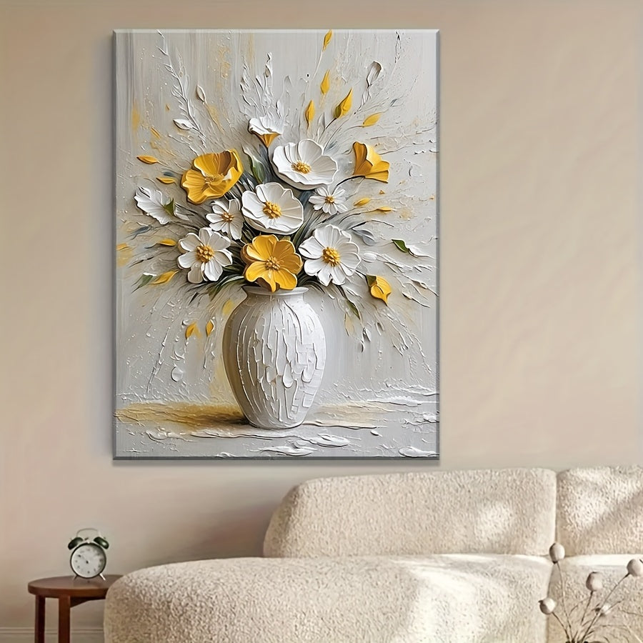 Elegant Flower HD Printing Painting Floral Art Canvas Painting Creamy Wall Painting Suitable for Office, Corridor, Living Room, Bedroom, Bathroom, Room, Coffee Shop, Book Bar Wall Art Decoration Fashion Home Decoration Painting Perfect Gift
