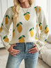 Cute Fruit Pattern Long Sleeve Crew Neck Sweater for Women, Fall & Winter Cozy Knitwear