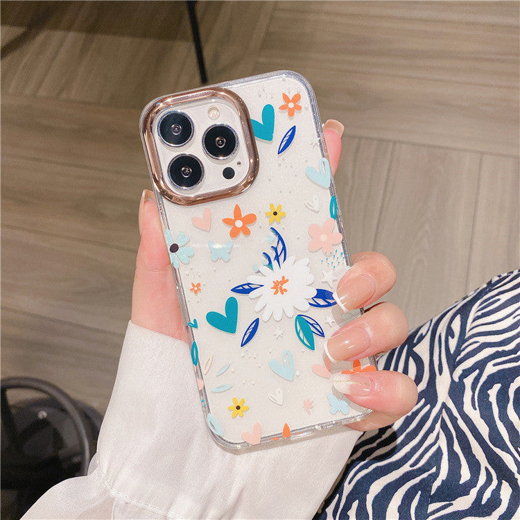 Electroplating Glitter Flower Phone Case Soft Shell