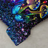 Mushroom Comforter Set, Colorful Sparkle Natural Wild Fungus Bedding Set, Botanical Plants Duvet Set Butterfly Comforter with 2 Pillowcases