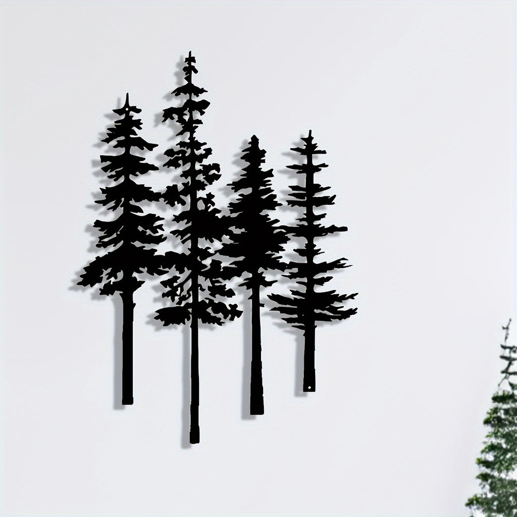 Rustic Metal Pine Tree Wall Art - Nature lovers, Farmhouse decor enthusiasts, Office workers, Homeowners - Fabrication, Nylon - Suitable for Living Room, Office, Farmhouse