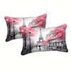 France Paris Comforter Set 8 Pcs Eiffel Tower Bedding Set Extra Soft Cozy Bed In A Bag Pink Cherry Blossom Floral Decorative Bedding Comforter Modern City French Bed Set For All Sezon
