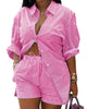 Women's Lace Up Printed Shorts Suit