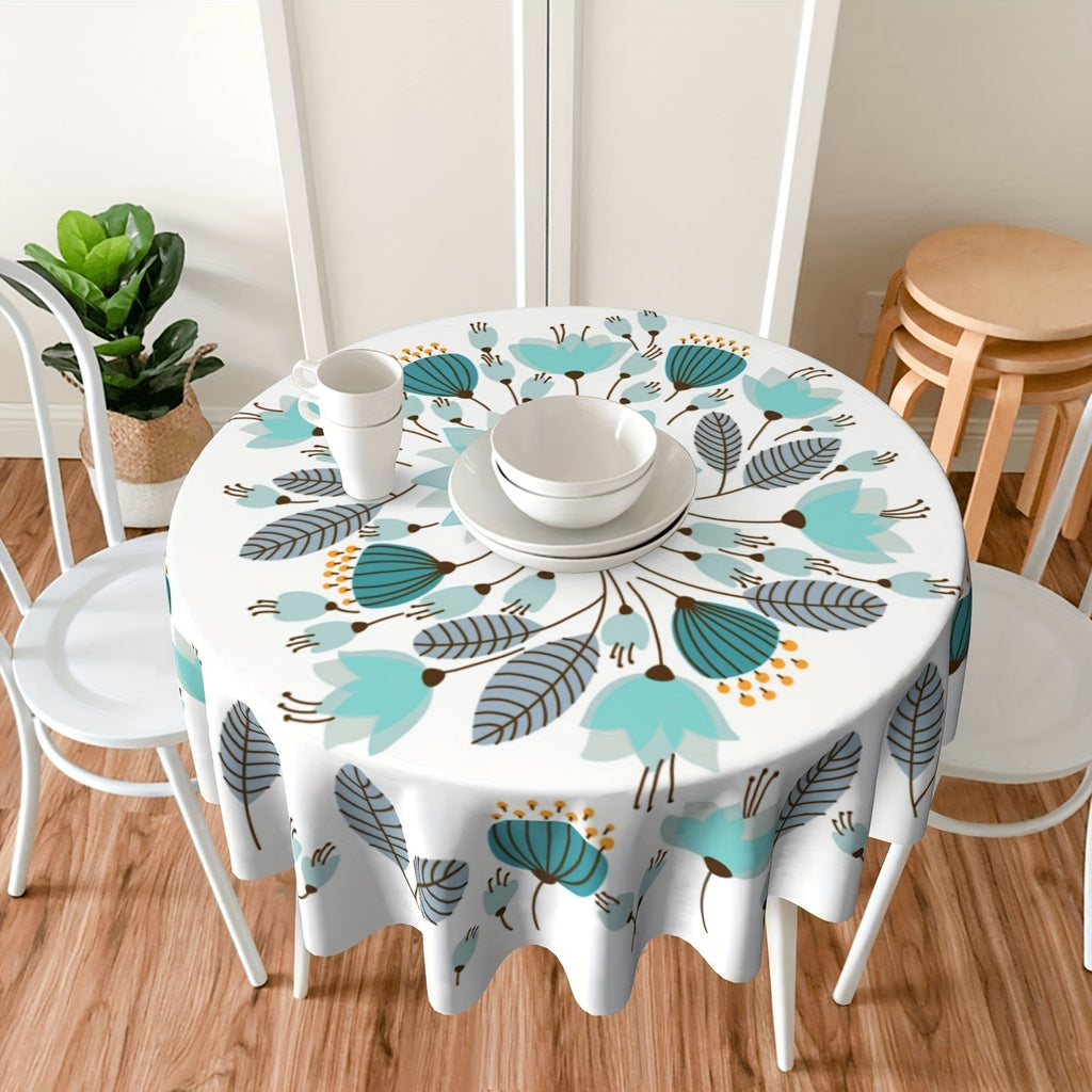 1pc Floral Round Tablecloth 60 Inch Farmhouse Rustic Tablecloth Spring Summer Tablecloth Boho Flowers Outdoor And Indoor Party Dining Picnic for restaurants/cafes