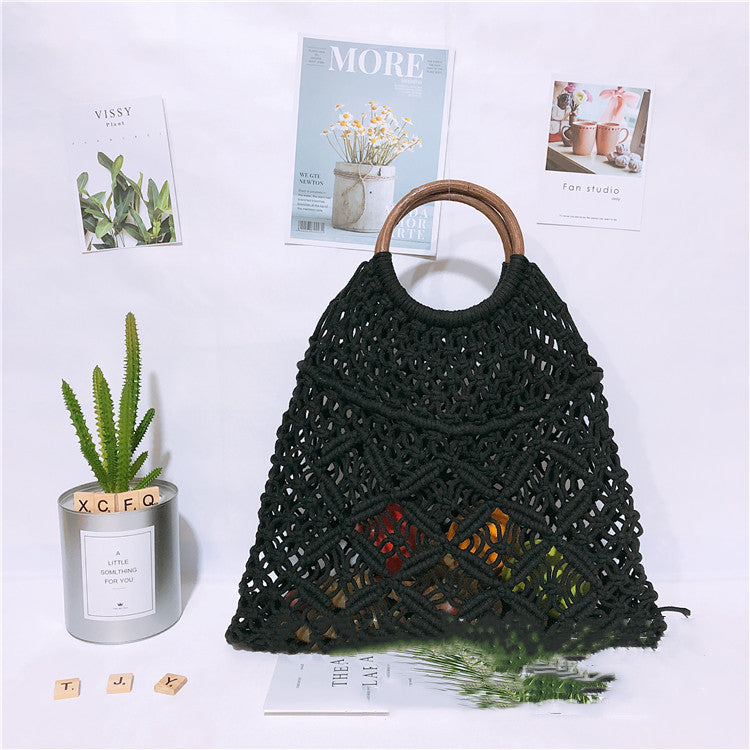 Hollow Woven Fishing Net Portable Grass Woven Bag