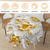 Golden and Jade 3D Flowers Digital Printed Tablecloth: Stain Resistant, Waterproof, Pleated Cover for Parties, Home Kitchens, Banquets, and Terraces - Suitable for Various Scenes