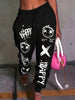 Chic Cartoon Print Women's Joggers - Casual Drawstring, Stretchy Polyester Blend, Machine Washable - Perfect for Spring & Fall