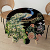 Peacock & Floral Print Round Tablecloth - Stain & Waterproof, Perfect For Parties, Home Kitchens, And Outdoor Events