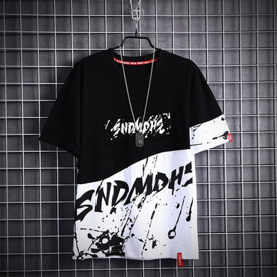 Short Sleeved Men's Trendy Color Matching Irregular Men's