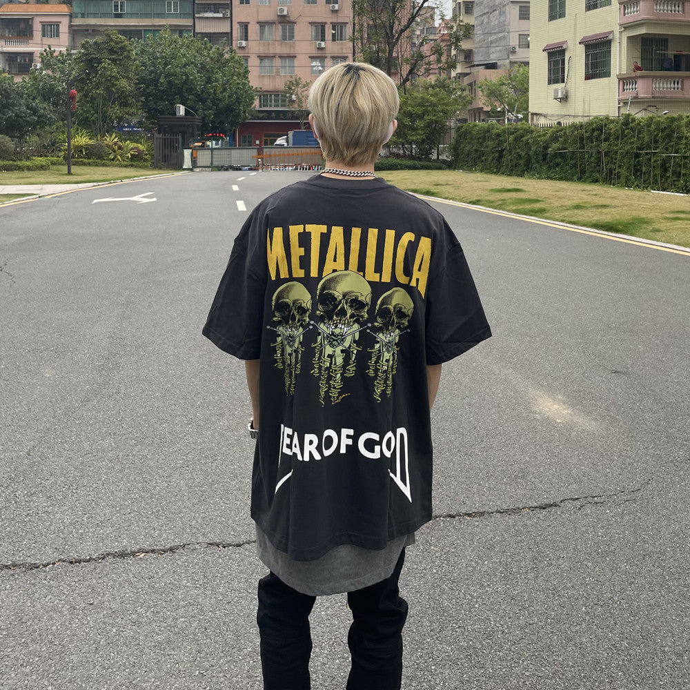 Rock Skull Print High Street Loose Short Sleeve T-Shirt