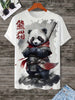 Men's Casual Crew Neck T-Shirt with Panda Warrior Print - 100% Polyester Knit Fabric, Slight Stretch, Animal Pattern - Ideal for Casual, Sports & Daily Wear in Summer - For Men - Perfect Gift for Casual Wear Enthusiasts