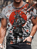 Men's Soldier Print T-shirt, Casual Short Sleeve Crew Neck Tee, Men's Clothing For Outdoor