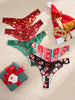 5-Pack Festive Christmas Print Seamless Thongs for Women, Polyamide Knit Fabric, Festive Holiday Underwear