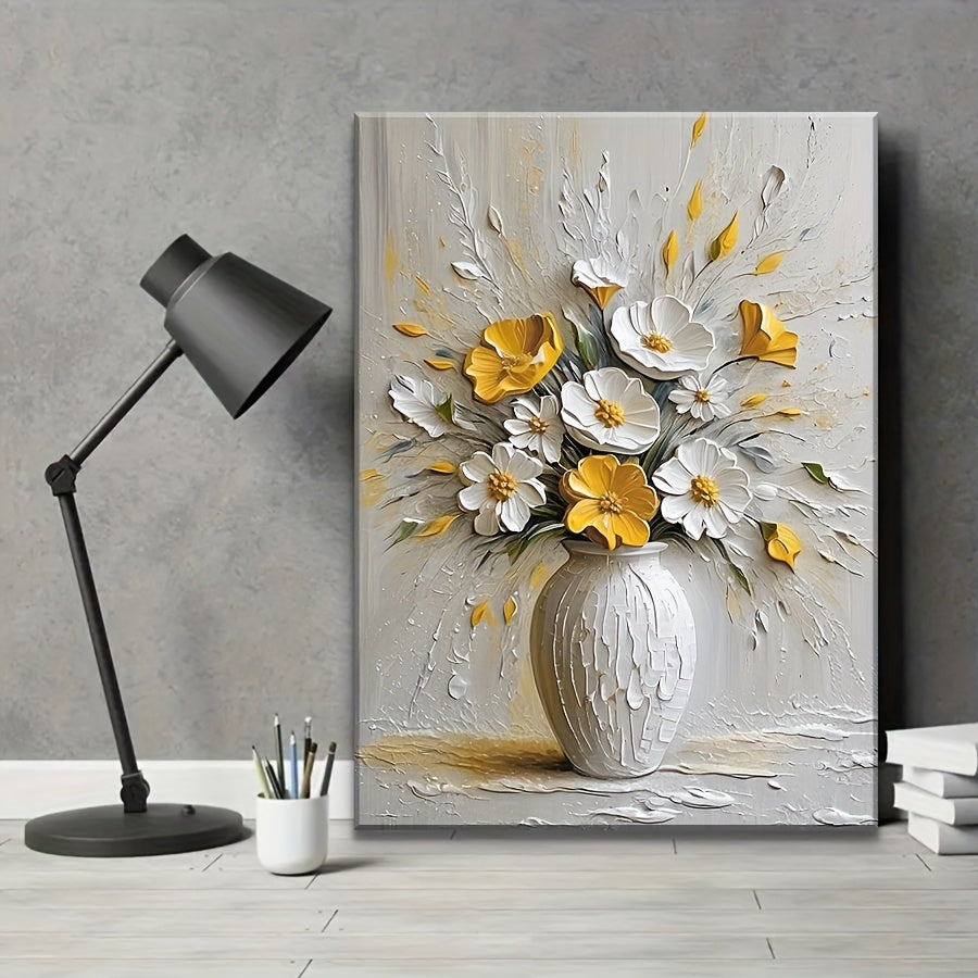 Elegant Flower HD Printing Painting Floral Art Canvas Painting Creamy Wall Painting Suitable for Office, Corridor, Living Room, Bedroom, Bathroom, Room, Coffee Shop, Book Bar Wall Art Decoration Fashion Home Decoration Painting Perfect Gift