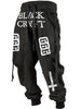 Men's Casual Letter Print Joggers - Comfortable Polyester, Machine Washable, with Pockets for Spring/Fall