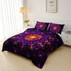 3-pcs Bohemian Purple Wreath Style Duvet Set, Artistic Tie Dye Printed Bedding Design, Creatively Designed Adult Duvet Set (1*Comforter + 2*Pillowcase, Without Core)