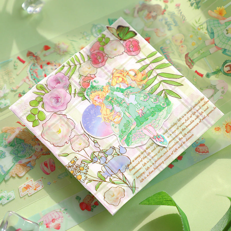 Cartoon Cute Girl Heart Fantasy Land Series Journal Material Tape