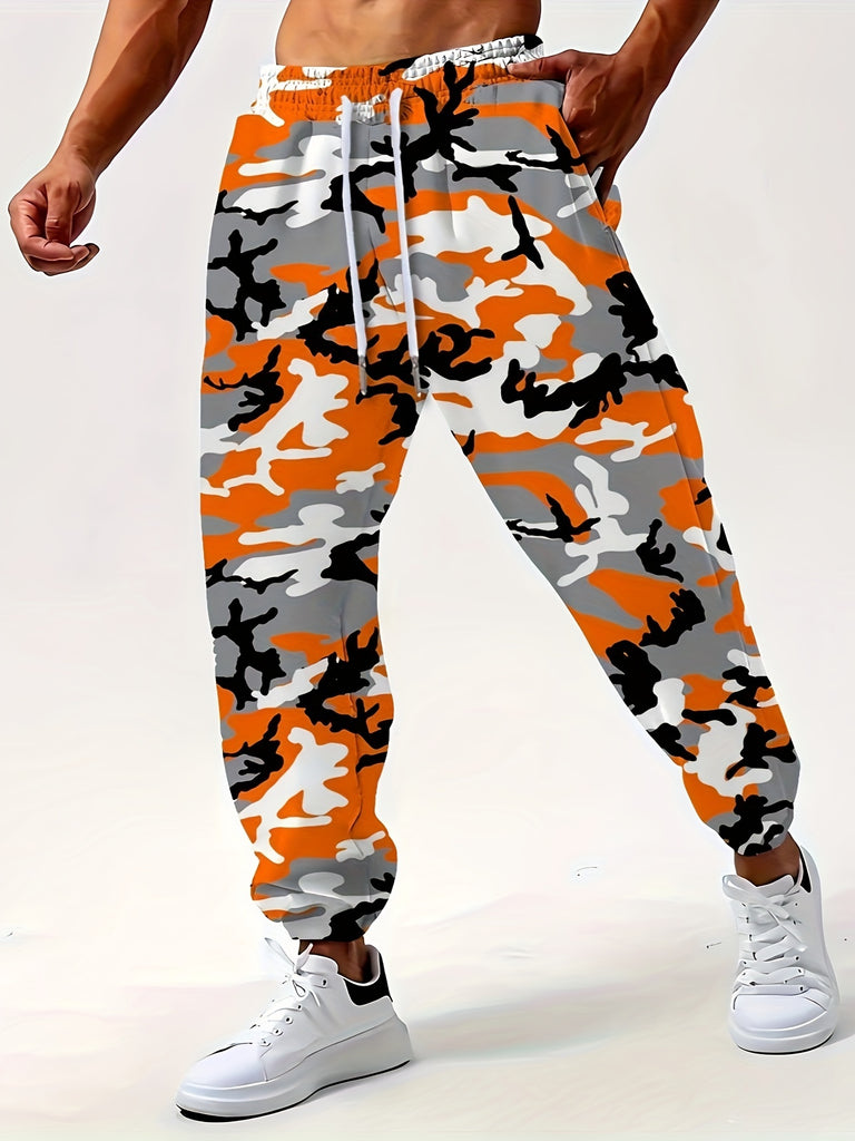 Plus Size Men's Casual Jogger Pants - Athletic Sweatpants With Drawstring Elastic Waist Camouflage Pattern Print Breathable Streetwear - Sports Running Lounge Pants With Pockets - For Men - Suitable for Sports, Running, Loungewear - Perfect Gift