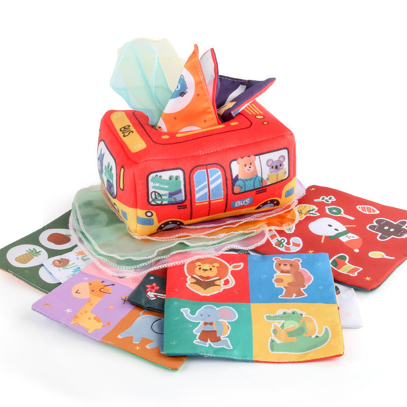 Baby Early Childhood Education For Baby Tear-proof Tissue Box Paper Extraction Toy Educational Comfort Tissue Exercise Early Education Cloth Book
