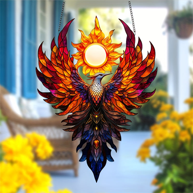 Vibrant 8.7" x 11.8" Sun Phoenix Acrylic Wall Art - Stunning Surreal Fantasy Decor for Living Room, Bedroom, Office & More with Unique Design and Colorful Patterns - Perfect Birthday Gift for Best Friends and Family Members