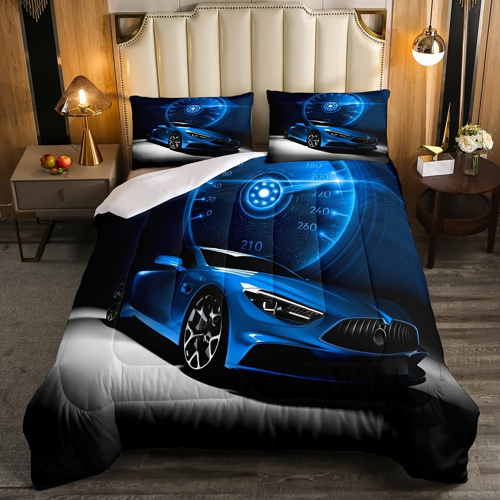 Racing Comforter Set Race Car Bed For Teen Adults Sports Car Bedding Sets, Extreme Sport Vehicles Comforter Quilted Duvet Cool Speed Racing Car Duvet Insert