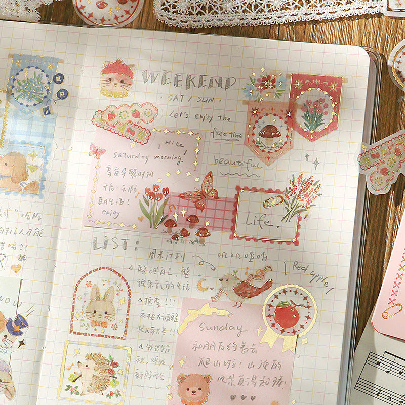 Japanese Paper Gold Foil Stickers Pack Journal Material