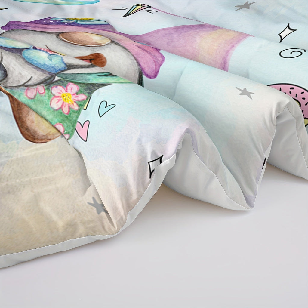 3pcs Star And Gnomes Print Comforter Set (1 Comforter + 2 Pillowcase Without Pillow Insert) For All Seasons, Microfiber Cute Princesses Colorful Ice Cream Mermaids Bedding Set For Bedrooms Decoration