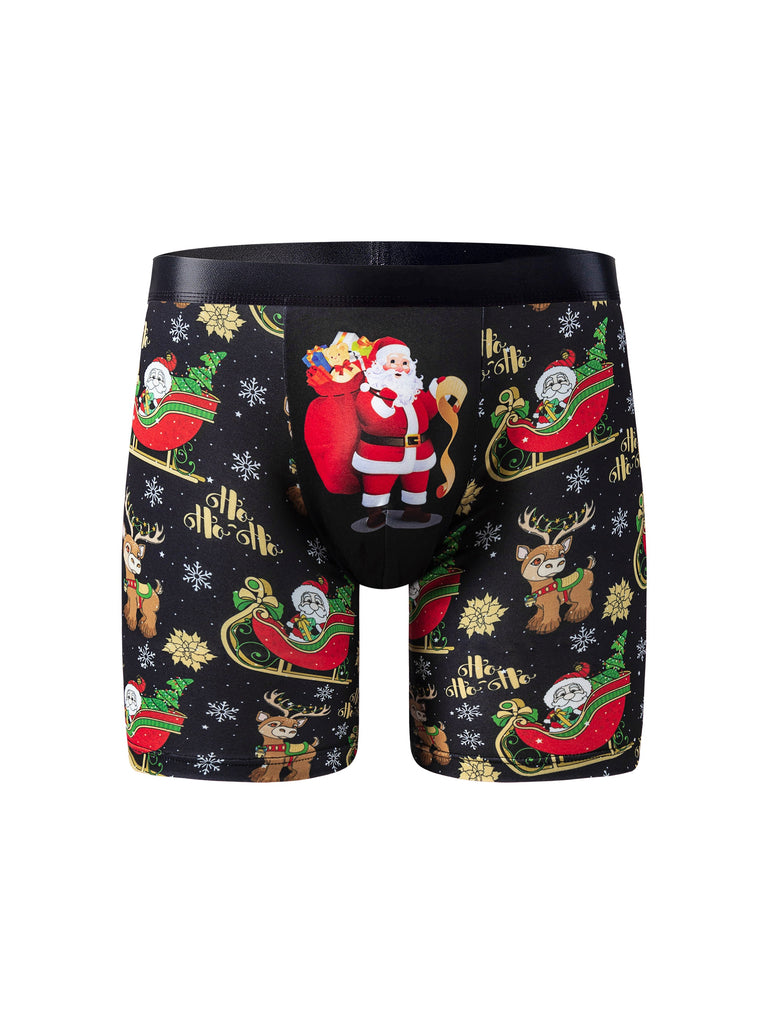 4pcs Men's Boxer Briefs - Breathable & Stretchy, Comfort Fit with Festive Christmas Patterns, Durable Polyester Blend, Hand Washable, for Christmas