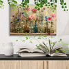 1pc Wooden Framed Canvas Painting Prints Colorful Flowers In Different Clear Glass Vases Suitable For Living Room Bedroom Bathroom Kitchen Decor, Wooden Framed Artwork Easy To Hang